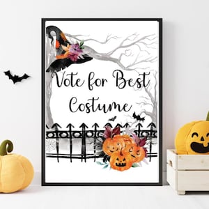 Best Halloween Costume Sign and Voting Cards, Downloadable File Only