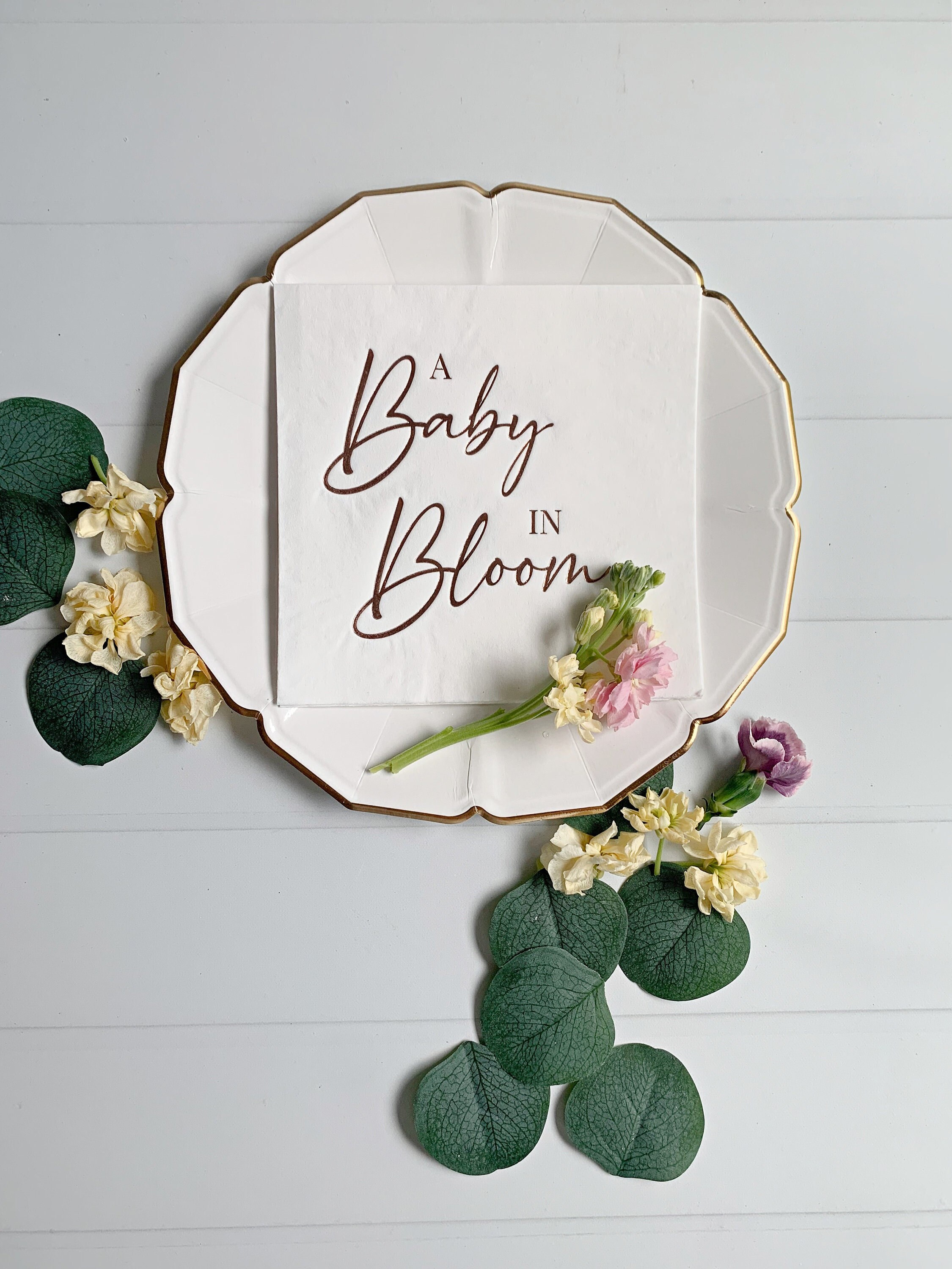 Baby in Bloom Baby Shower Napkins Rose Gold