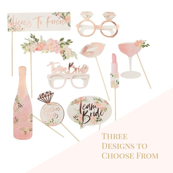 Bridal Shower Photo Props Floral and Rose Gold Options Il_570xn