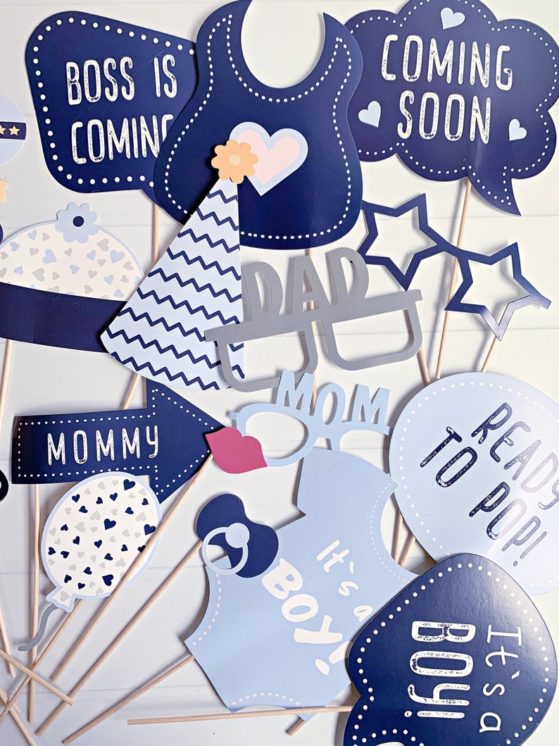 Baby Boy Shower Photo Props Etsy