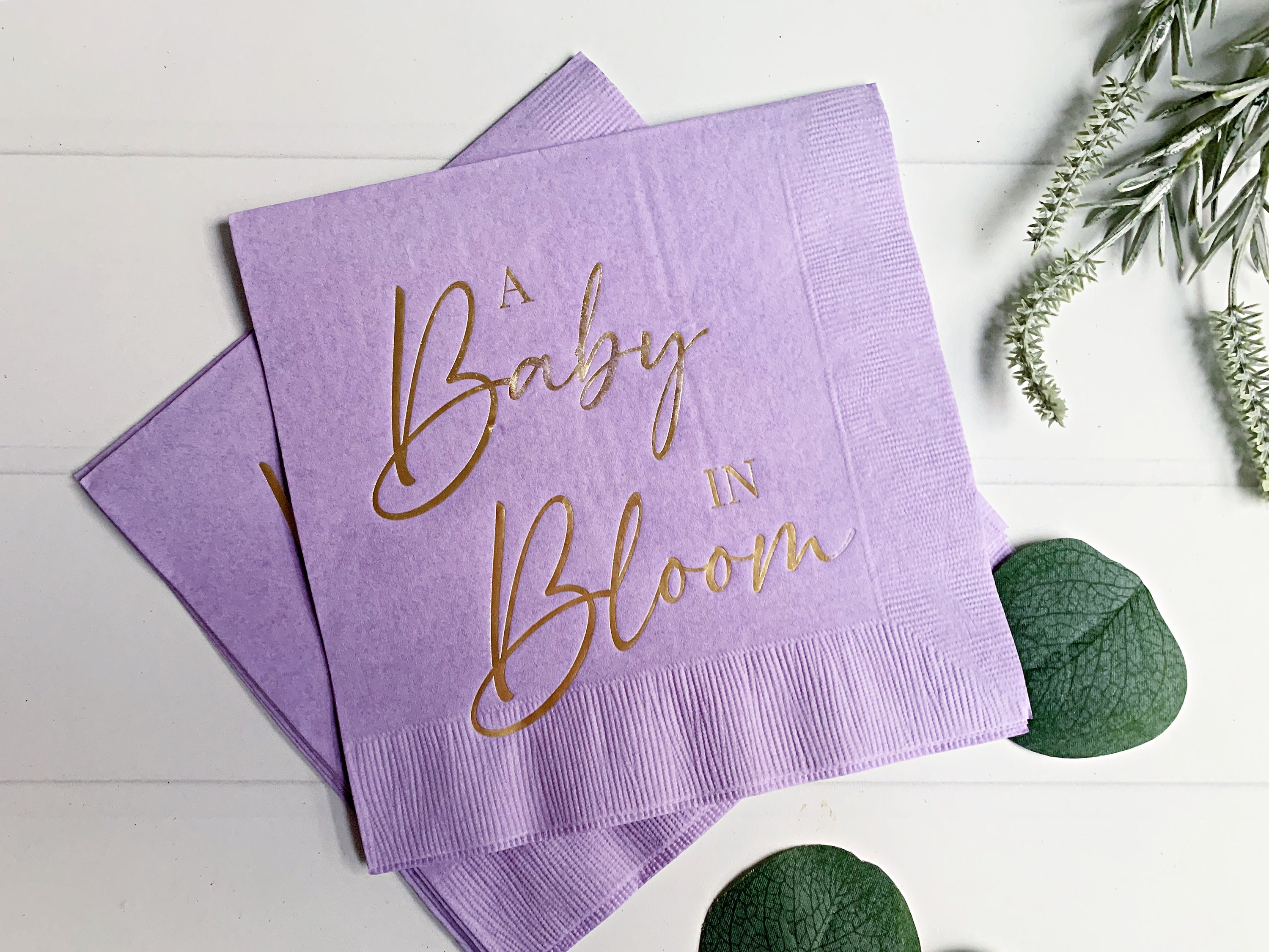 Purple baby shower napkins deals