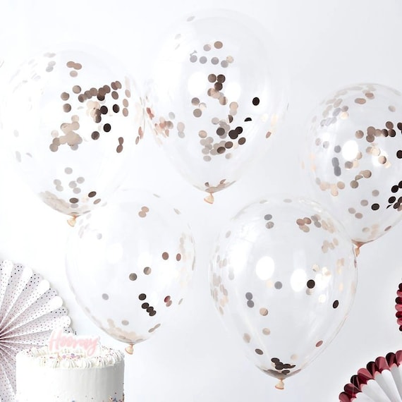 Rose Gold Confetti Filled Balloons Il_570xn