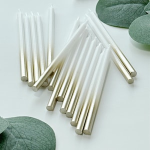 Gold Ombre Birthday Candles | Set of 16 White with Gold Wax Birthday Candles for a Milestone Birthday | A Tini Bit Older Celebration