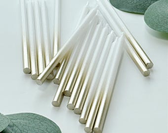 Velas de cumpleaños doradas con degradado: velas de celebración de cera blanca (juego de 16)