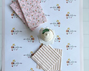 Cozy Baby In Bloom Floral Paper Table Runner : Block Print Decor
