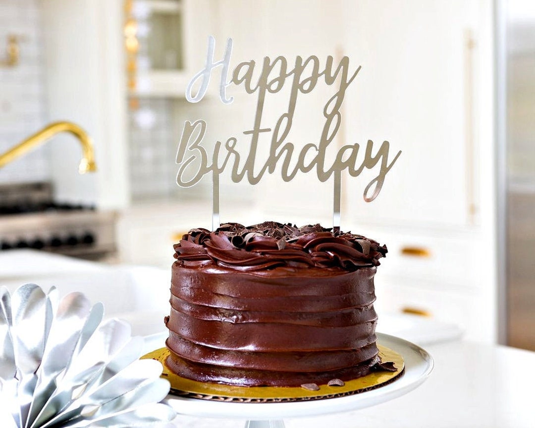 Glitter Cake Topper 'Happy Birthday' Zilver | Daily Style