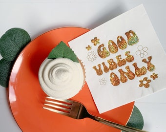 Good Vibes Only 70s Party Cocktail Napkins