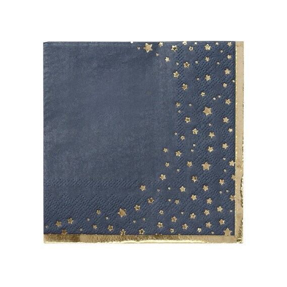 Celestial Dark Blue and Gold Star Cocktail Napkins Il_570xn