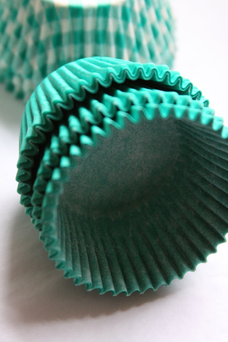 Teal Cupcake Liners Gingham Baking Supplies Etsy