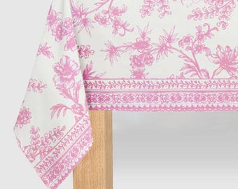 Pink Toile Paper Tablecloth | French Country Table Cover | Bridal Shower, Baby, Tea Party Decor