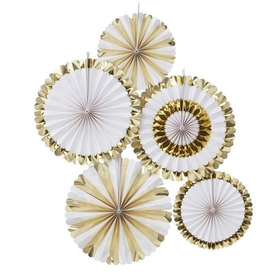 Gold Paper Fans - Oh Baby Shower Decor Il_570xn