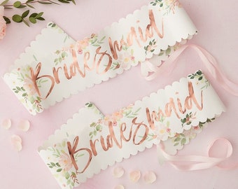 Floral Bridesmaid Sashes - Set of 2