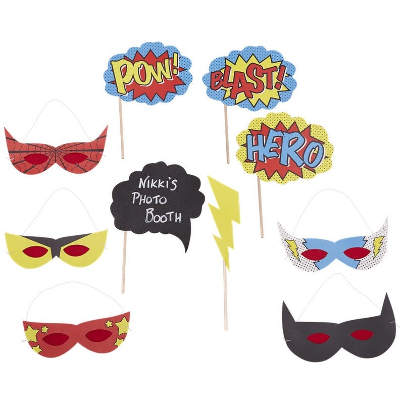 Photo Booth Props Superhero Birthday