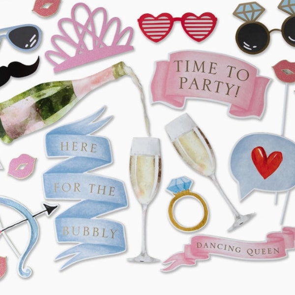 Wedding Photo Props - Pink & Blue