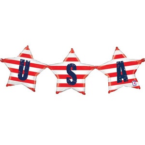 USA Red White and Blue Stars Balloon Banner - Inauguration Party Supplies