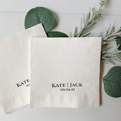 Personalized Napkins Wedding Napkins Custom Laurel Wreath Etsy