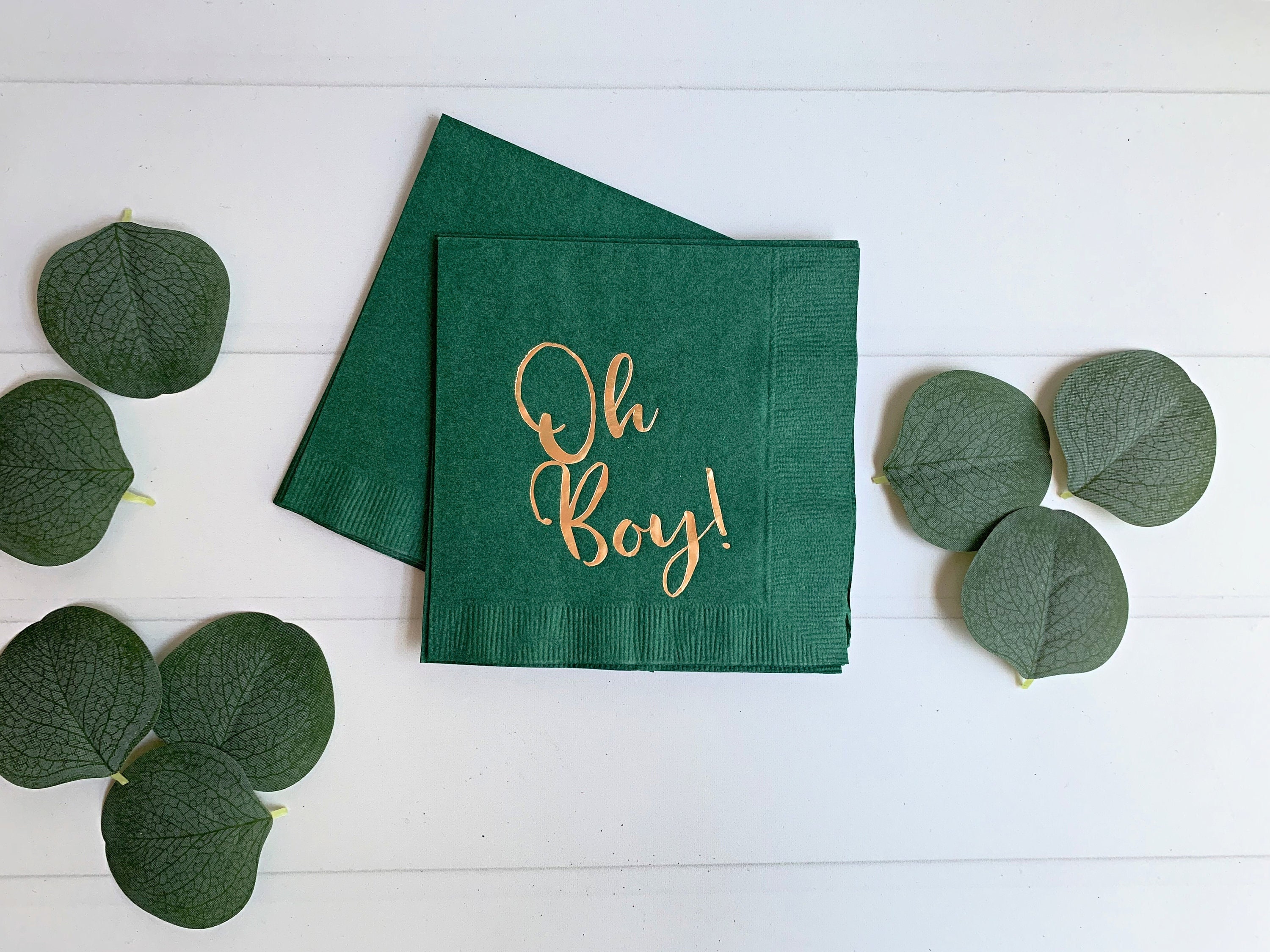 Oh Boy Gold on Forest Baby Shower Cocktail Napkins