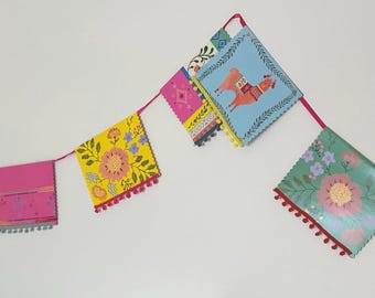 Cinco De Mayo Boho Fiesta Paper and Pom Pom Banner