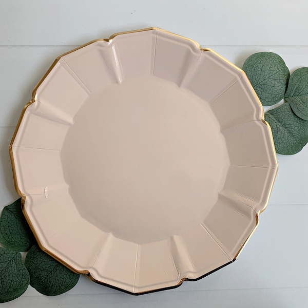 Taupe Scalloped Paper Dinner Plates