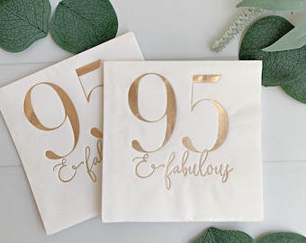 95 & Fabulous Cocktail Napkins - Gold Foil