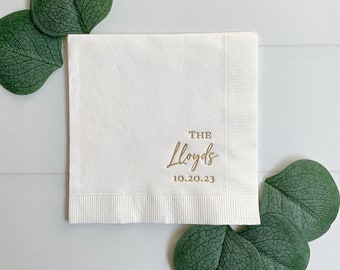 Personalized Wedding Last Name Cocktail Napkins