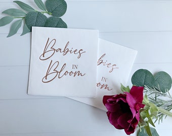 Babies in Bloom - Baby Shower Napkins - Rose Gold