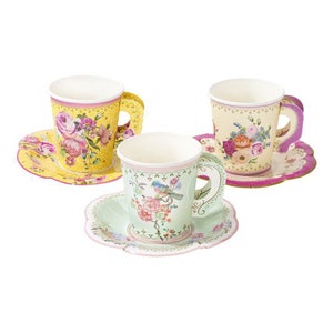 Paper Tea cups  - Tea Party Decor 3 Color Collection