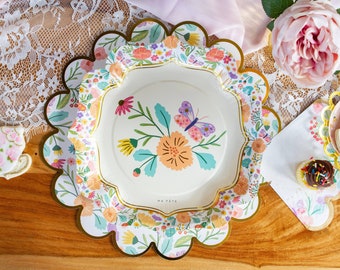 Fancy Tea Party Floral Plates - 4 Designs