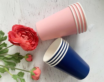Navy & Pink Cups - Set of 8