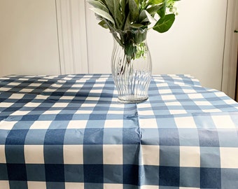 Blue Gingham Paper Table Cover