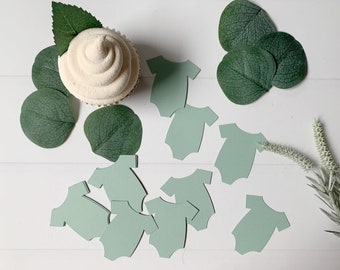 Sage Green Baby Shower Confetti | Bodysuit Clothes Cutouts for Decor