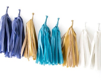 Navy Blue and Gold Tassel Garland - Graduation, Birthdays, Baby Shower Decorations