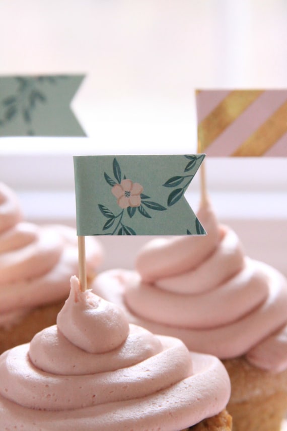Rustic Floral Cupcake Toppers by EnFete Catch My Party