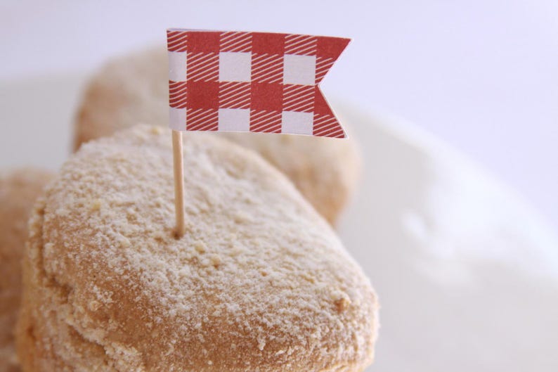 Baby Q Red and White Gingham Cupcake Flags image 1