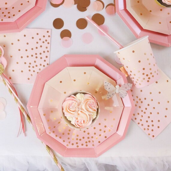 Pink, Peach & Rose Gold Cocktail Napkins Il_570xn