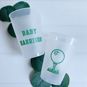 Personalized Golf Frosted Cups: 12 oz, Golf Baby Shower Decor