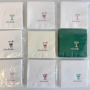 Celebrate a milestone in style with these charming A Tini Bit Older Martini Cocktail Napkins, the perfect addition to any martini-themed birthday party or sophisticated gathering. Designed for lovers of elegant cocktails, these foil-stamped napkins feature a chic illustration of a classic coup martini glass wrapped with a delicate bow around the stem, adding a playful yet refined touch to your celebration. These are perfect for any age birthday, give them as gift for the martini lover.