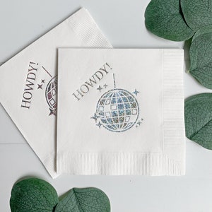 Space Cowgirl "Howdy" Cocktail Napkins - White