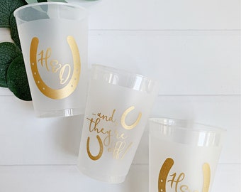 Custom Monogram Derby Frosted Party Cups - Gold