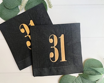 31st Birthday Napkins - Black & Gold