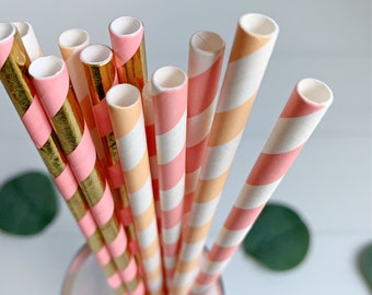 Peach, Pink and Gold Straws