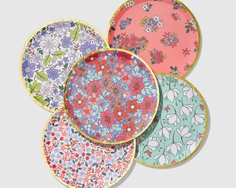 Boho Floral Paper Tea Party Plates - Large