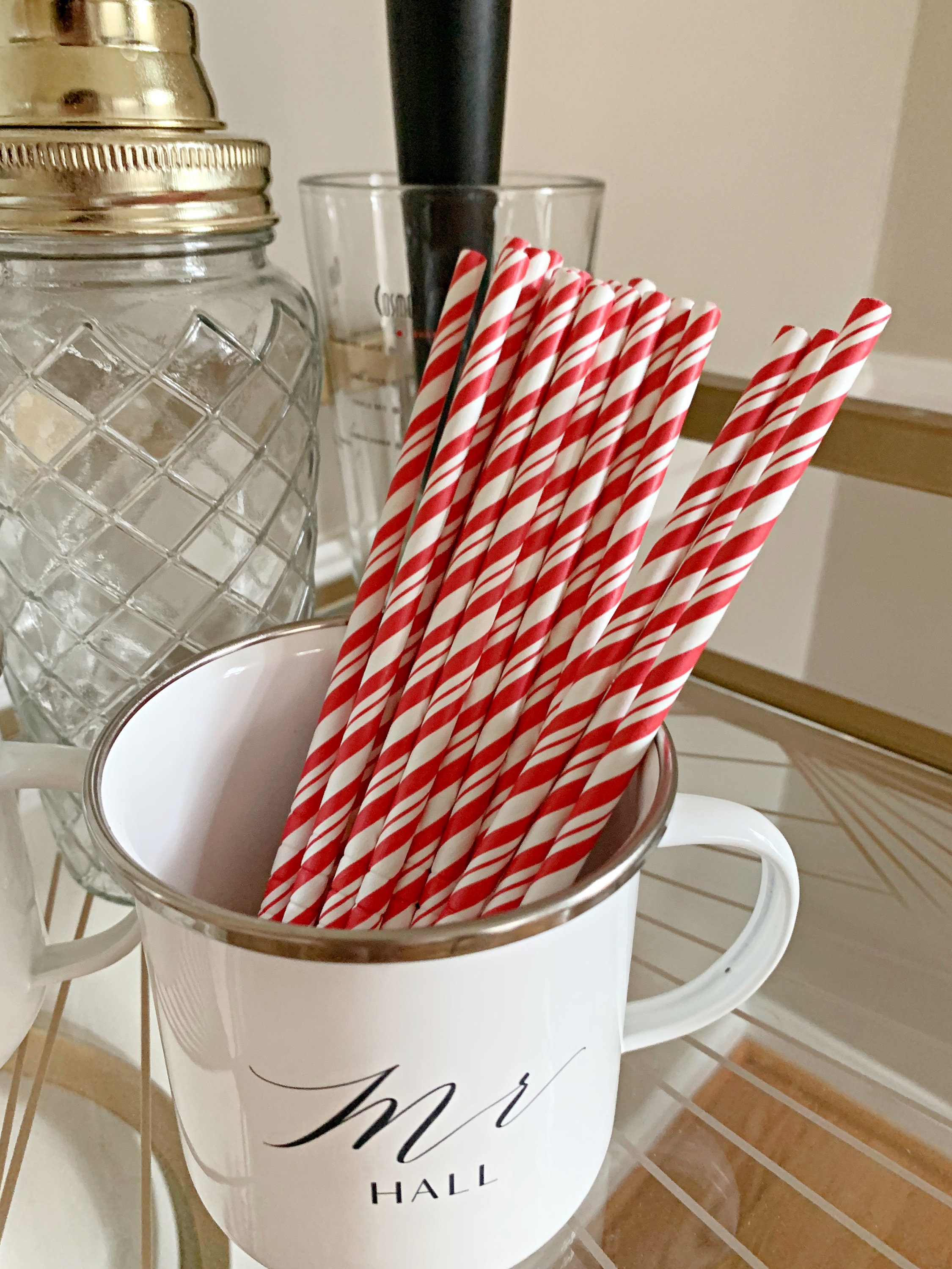 Candy Cane Charmed Straw Cover