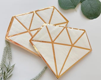 Gold Foil Diamond Napkins: Bridal Shower Decor (Set of 25)