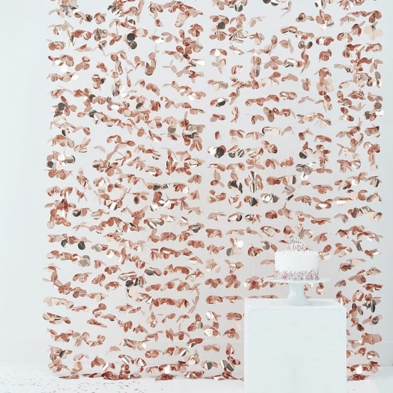 Rose Gold Floral Bridal Shower Photo Booth Backdrop, Baby Shower Decor, White, Silver or Gold Options Available Il_570xn