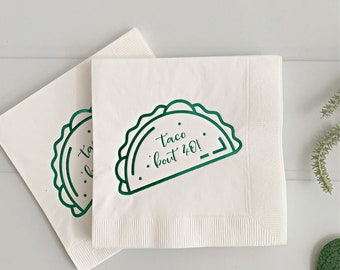 Taco 'bout 40 Cocktail Napkins - Green on White