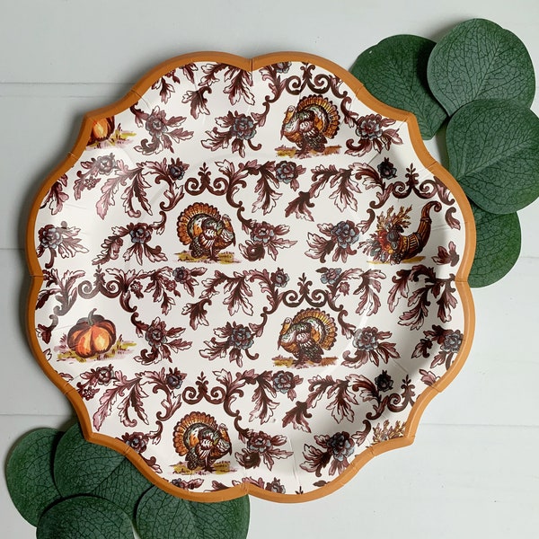 Turkey Toile Dessert Plates