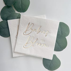 Babies in Bloom Cocktail or Luncheon Napkins - Twins Baby Shower, Set of 16