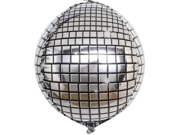 Disco Ball Balloon | Silver 70s Party Decorations | Bachelorette Birthday Decor | New Years Eve Decorations
