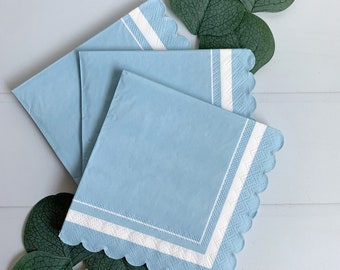 Baby Blue Scalloped Cocktail Napkins